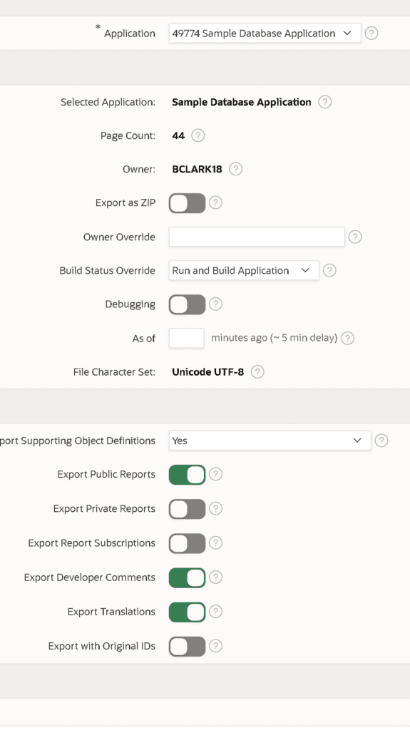 export in Oracle APEX 20.2